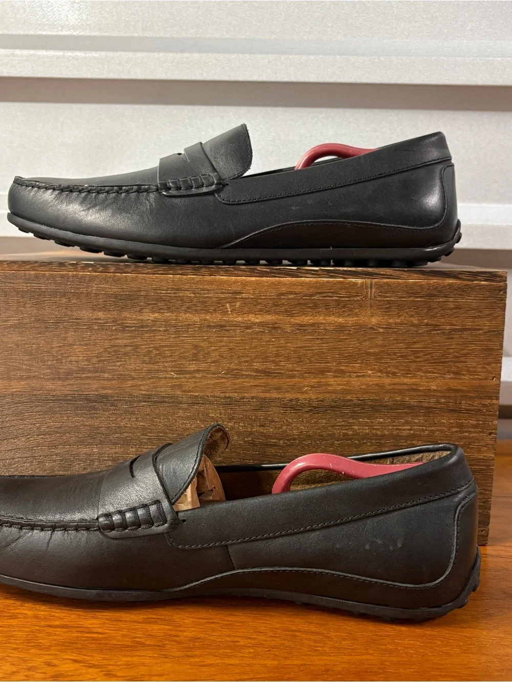 Florsheim Throttle Penny Black Leather Slip On Driver Loafer Size 11